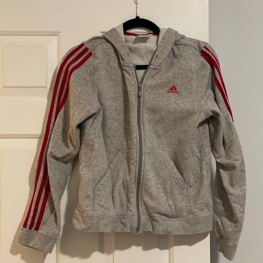 Adidas zip-up sweatshirt with red detail